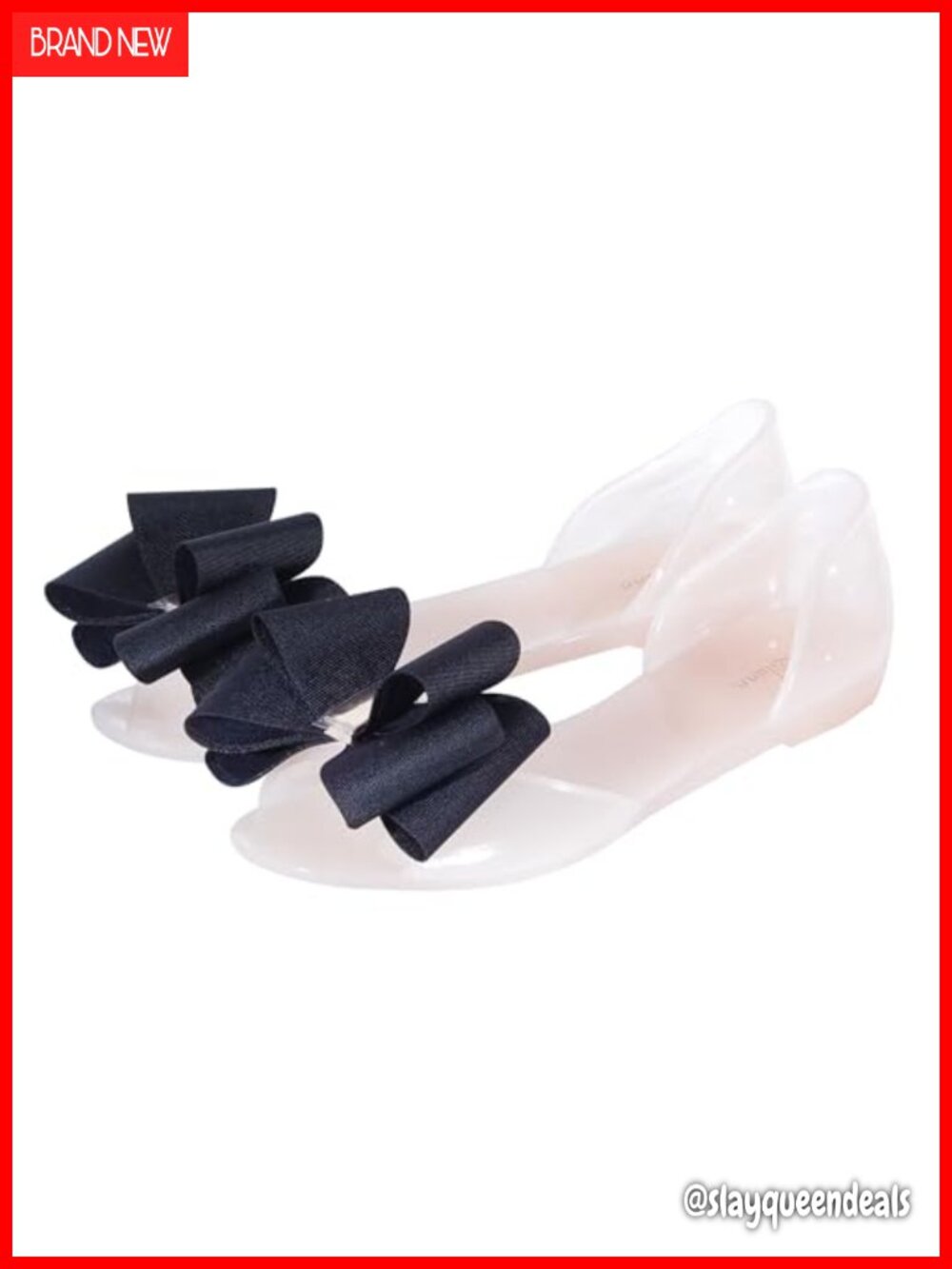 Jelly Sandals Flat Peep Toe Bow Slingback Slip On Outdoor Beach Sandals
